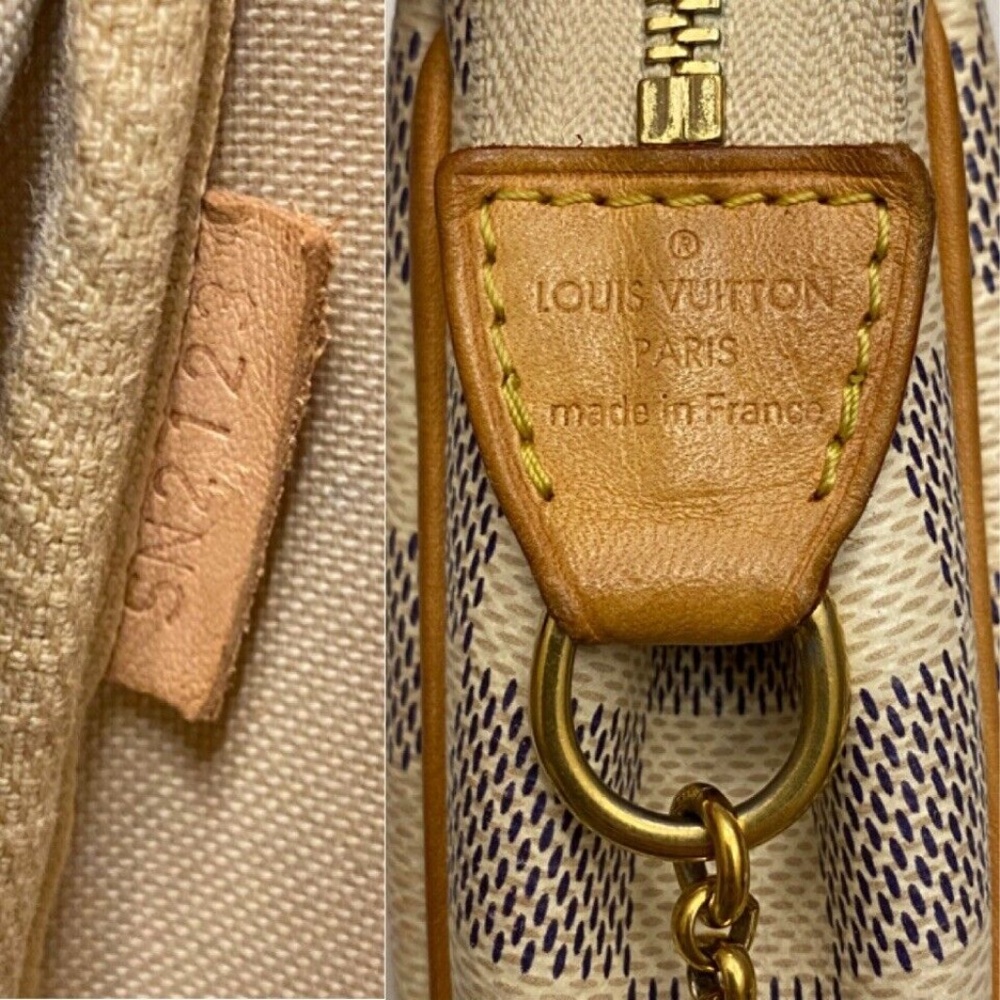 β€οΈβπ©ΉSOLDβ€οΈβπ©Ή Louis Vuitton Eva Damier Azur Chain Clutch 2 Way Purse (SN2123) - Picture 9 of 15